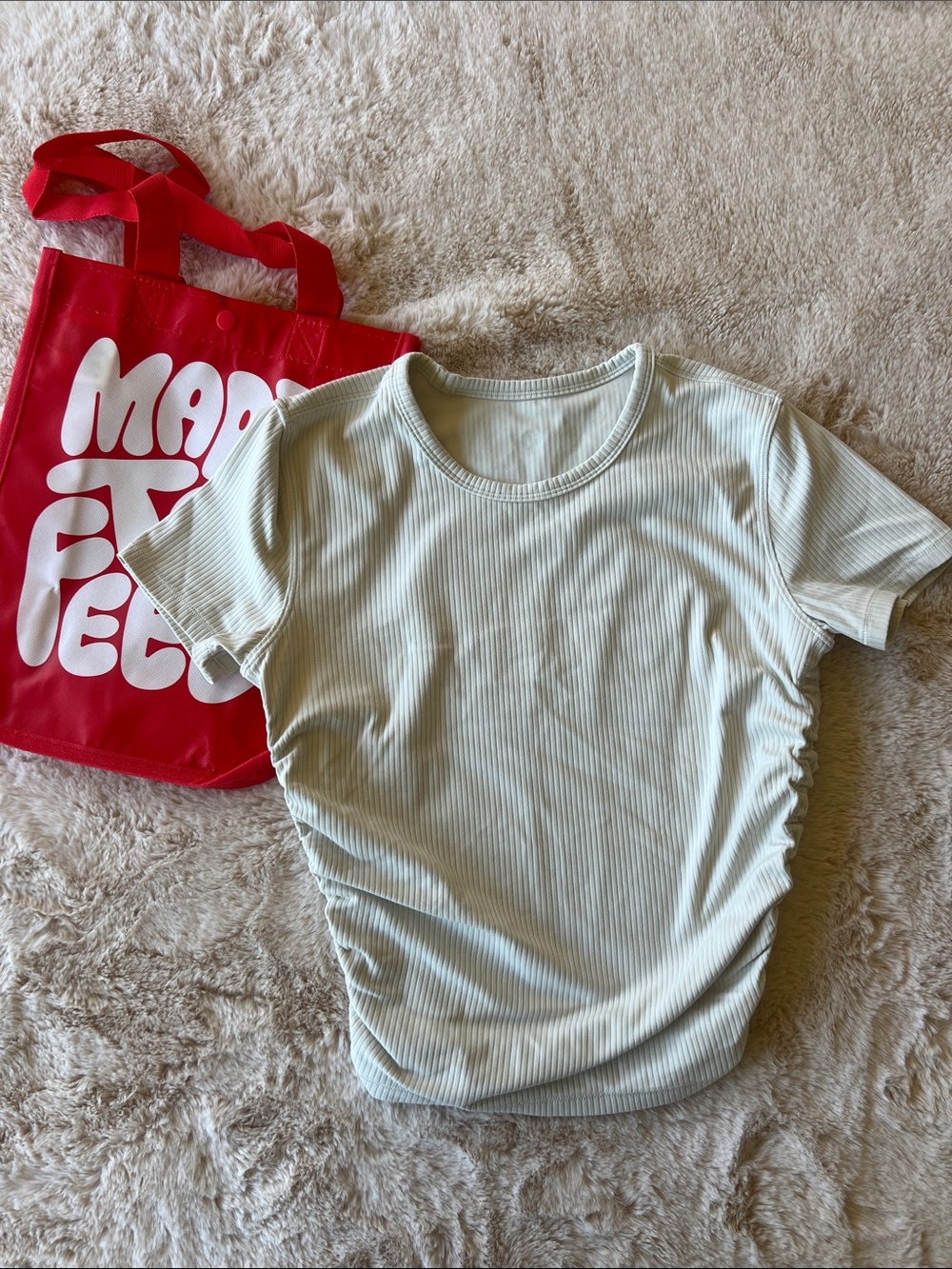 Lululemon All It Takes Ribbed Short Sleeve T-Shirt in off white & Bag!